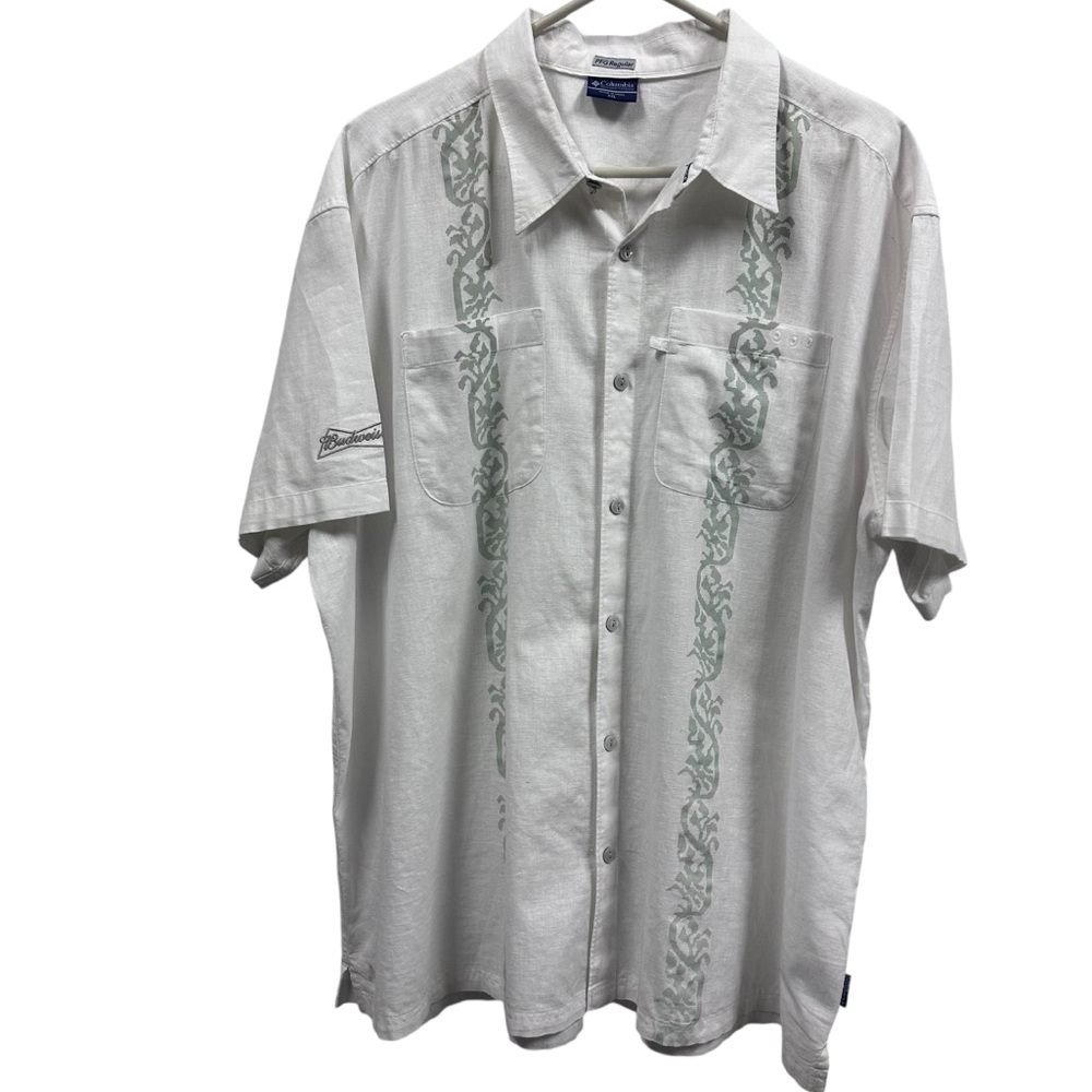 Columbia PFG Budweiser Performance Fishing Gear Button Up Short Sleeve Shirt XXL